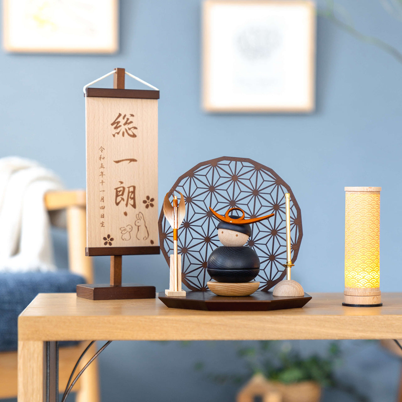 ことの木製鎧 上杉謙信 衝立B 麻の葉