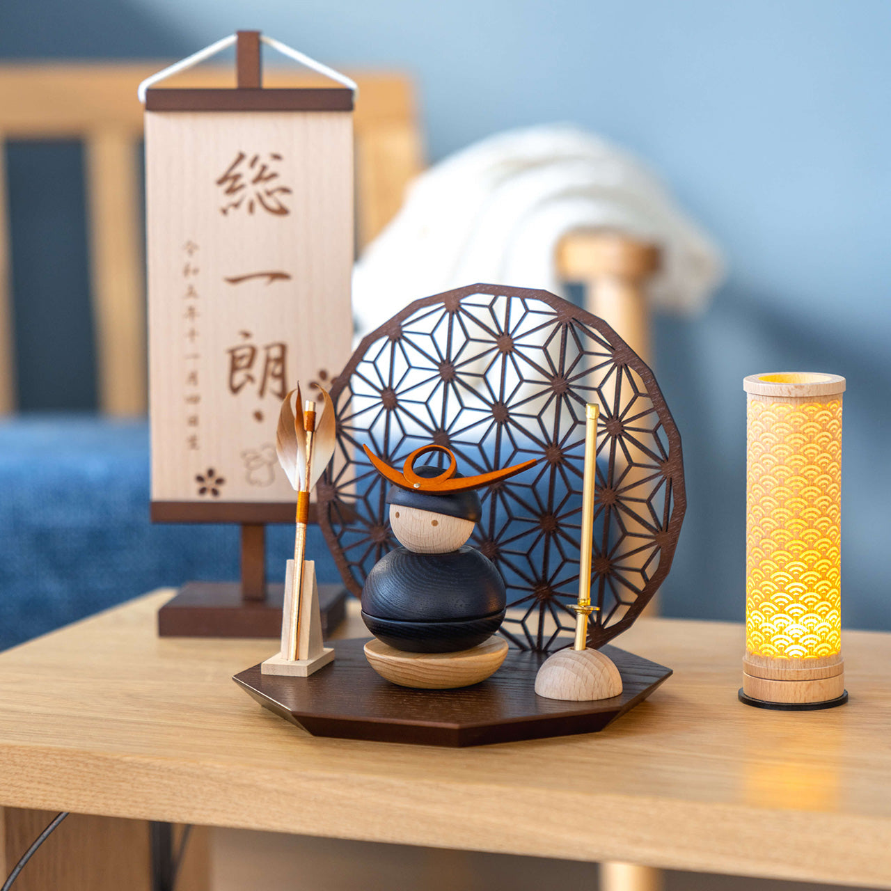 ことの木製鎧 上杉謙信 衝立B 麻の葉