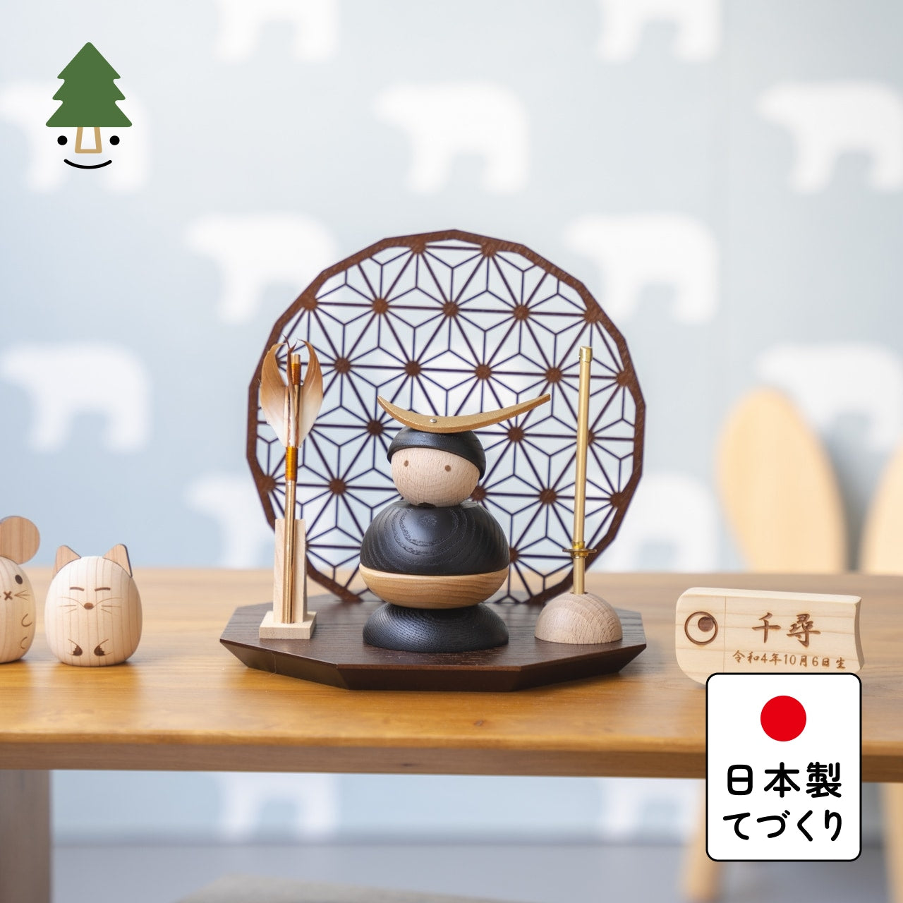 ことの木製鎧 伊達政宗 衝立B 麻の葉