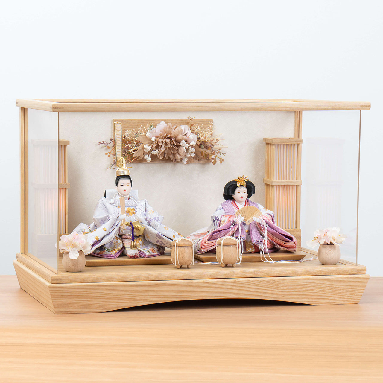 ことのひな人形 はな 華円ケース(白和紙)駿河行燈付
