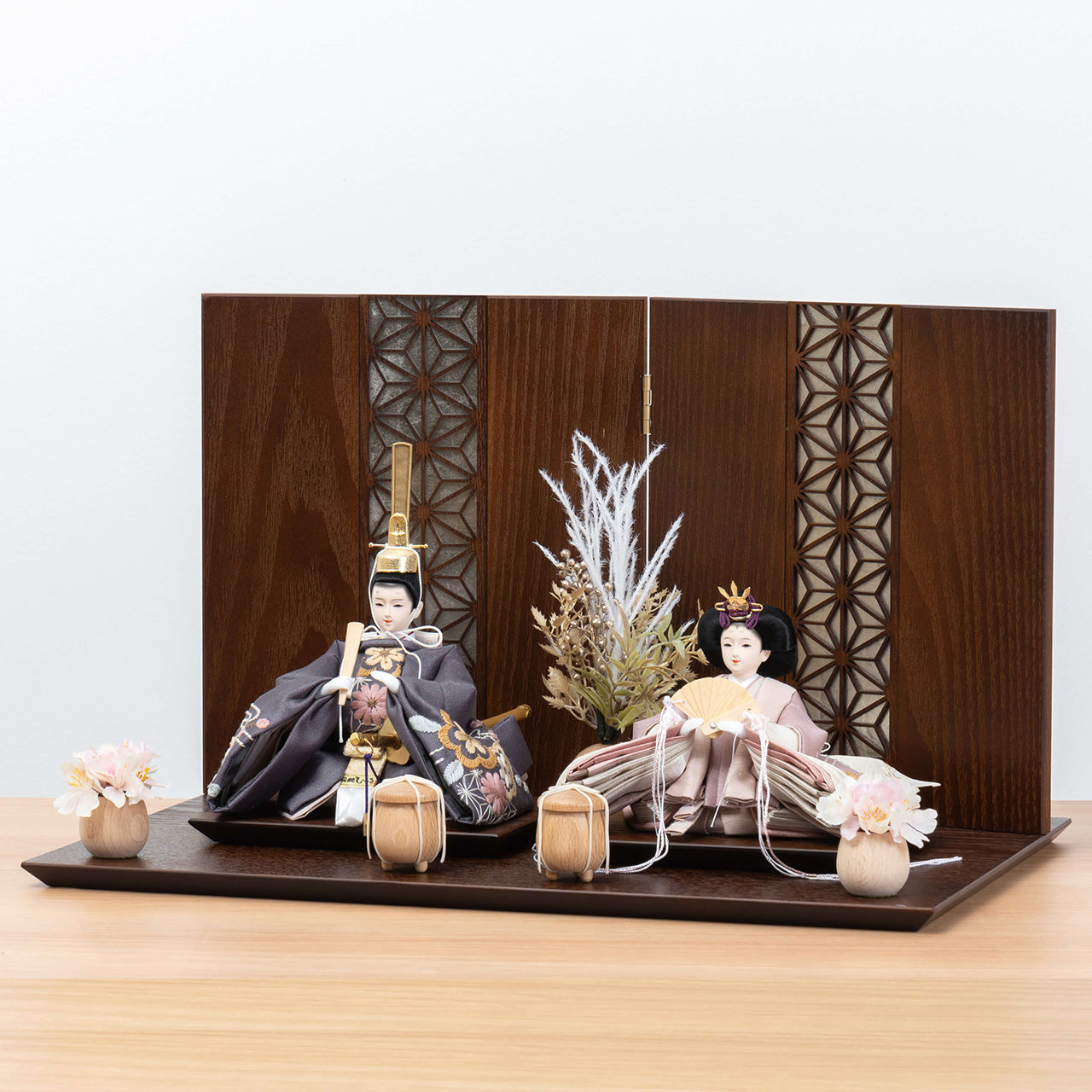 ことのひな人形 ひかり 麻の葉B平台 銀 立花B付