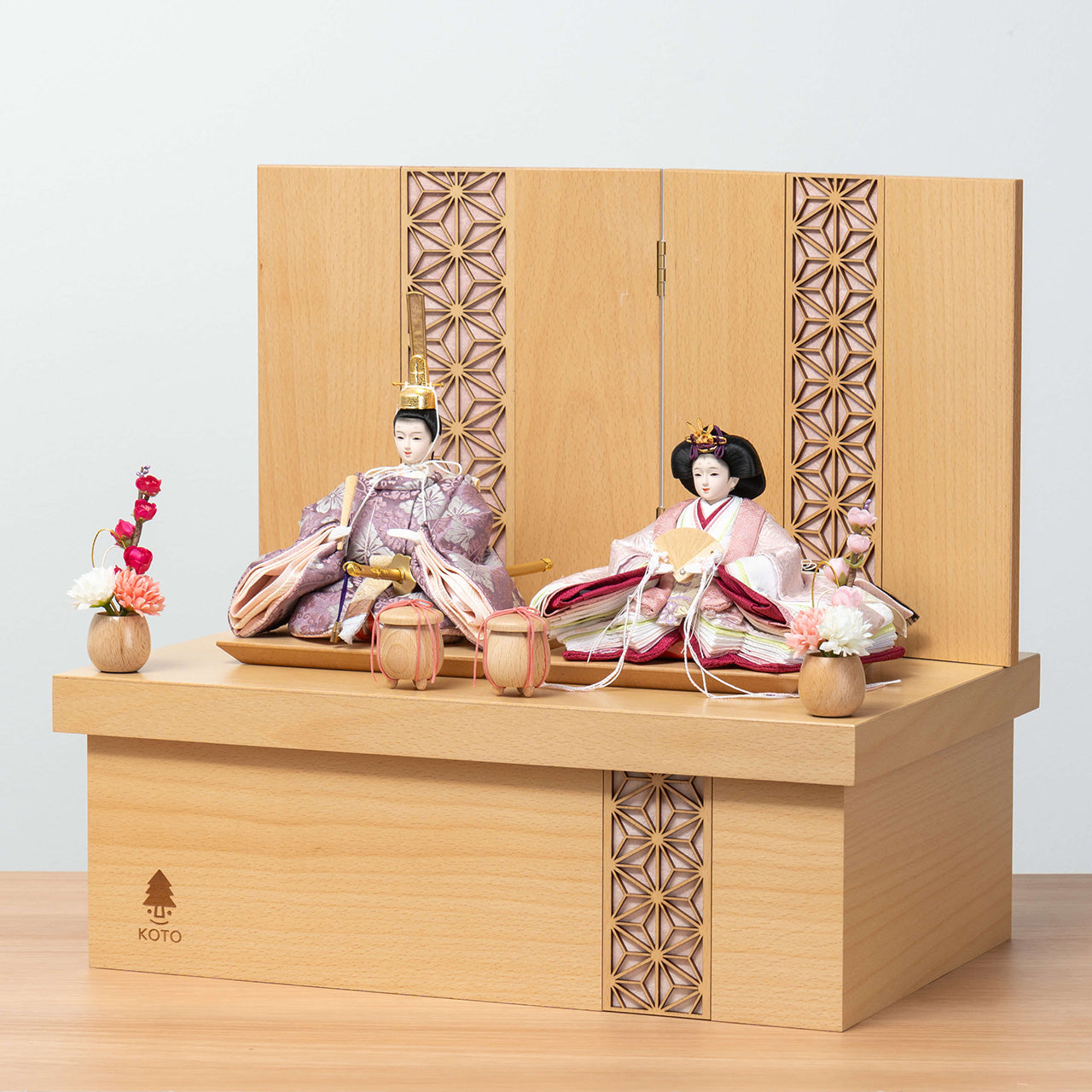 ことのひな人形 ゆい 麻の葉NN収納 ピンク和紙