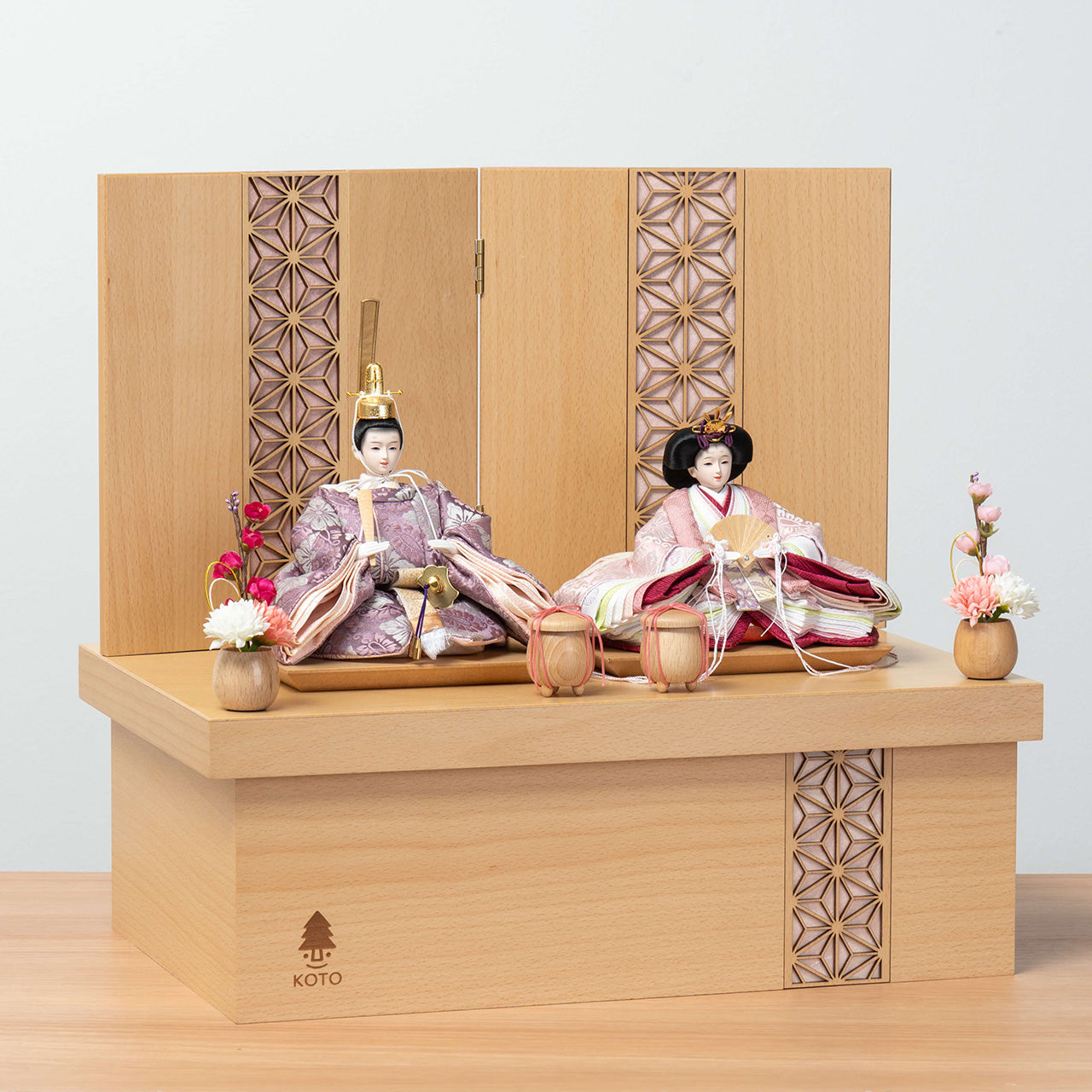 ことのひな人形 ゆい 麻の葉NN収納 ピンク和紙