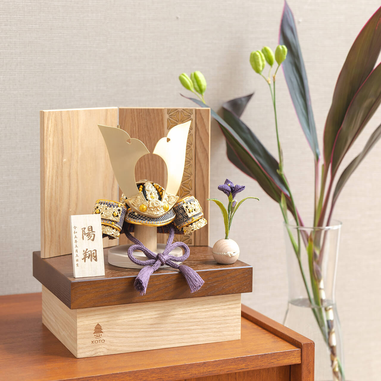 KOTO×悠雅コラボ兜 金大鍬 麻の葉 NB収納