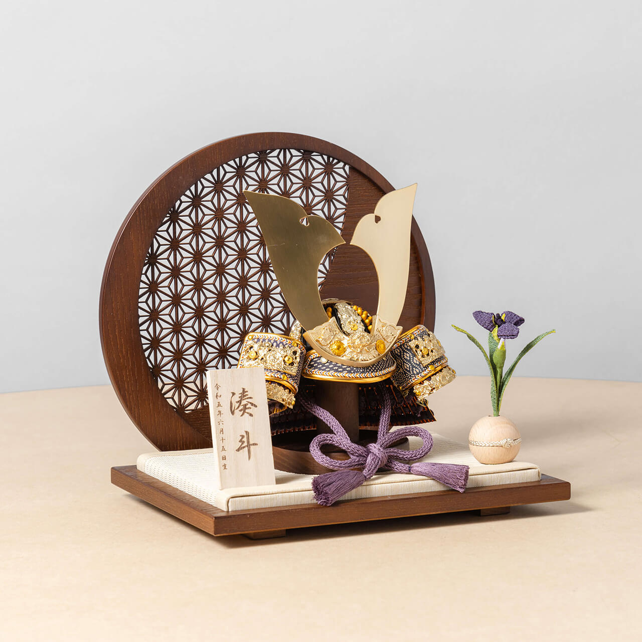 KOTO×悠雅コラボ兜 金大鍬 麻の葉 円形B衝立