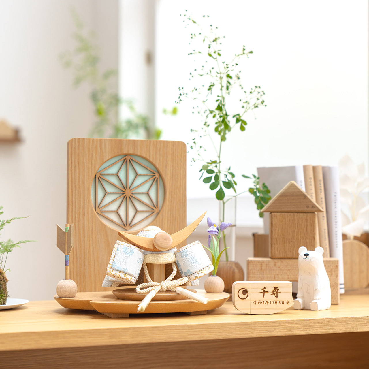 ことの木目込かぶと そら 上杉謙信 木目衝立 麻の葉