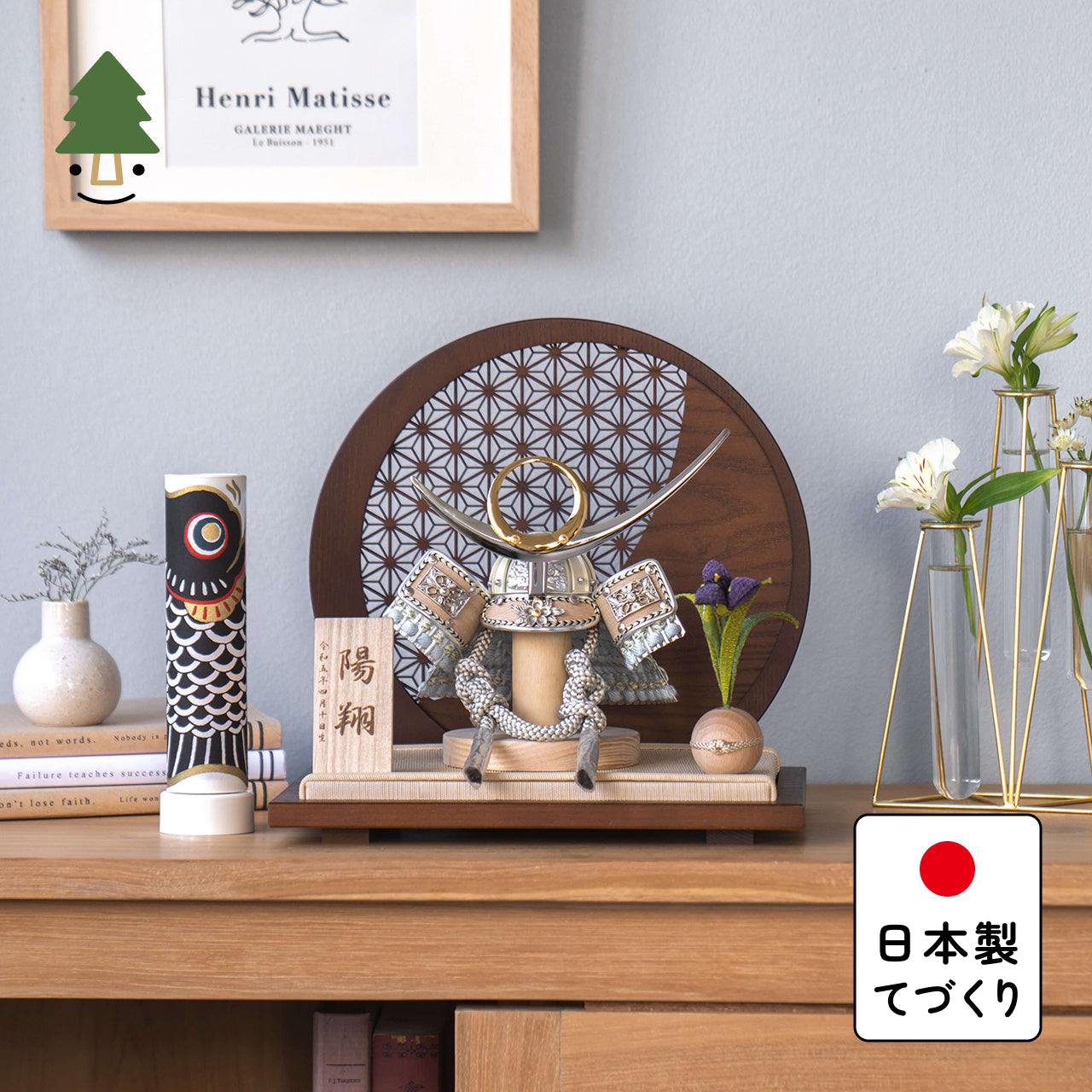ことのオリジナル兜 上杉謙信 麻の葉 円形B衝立