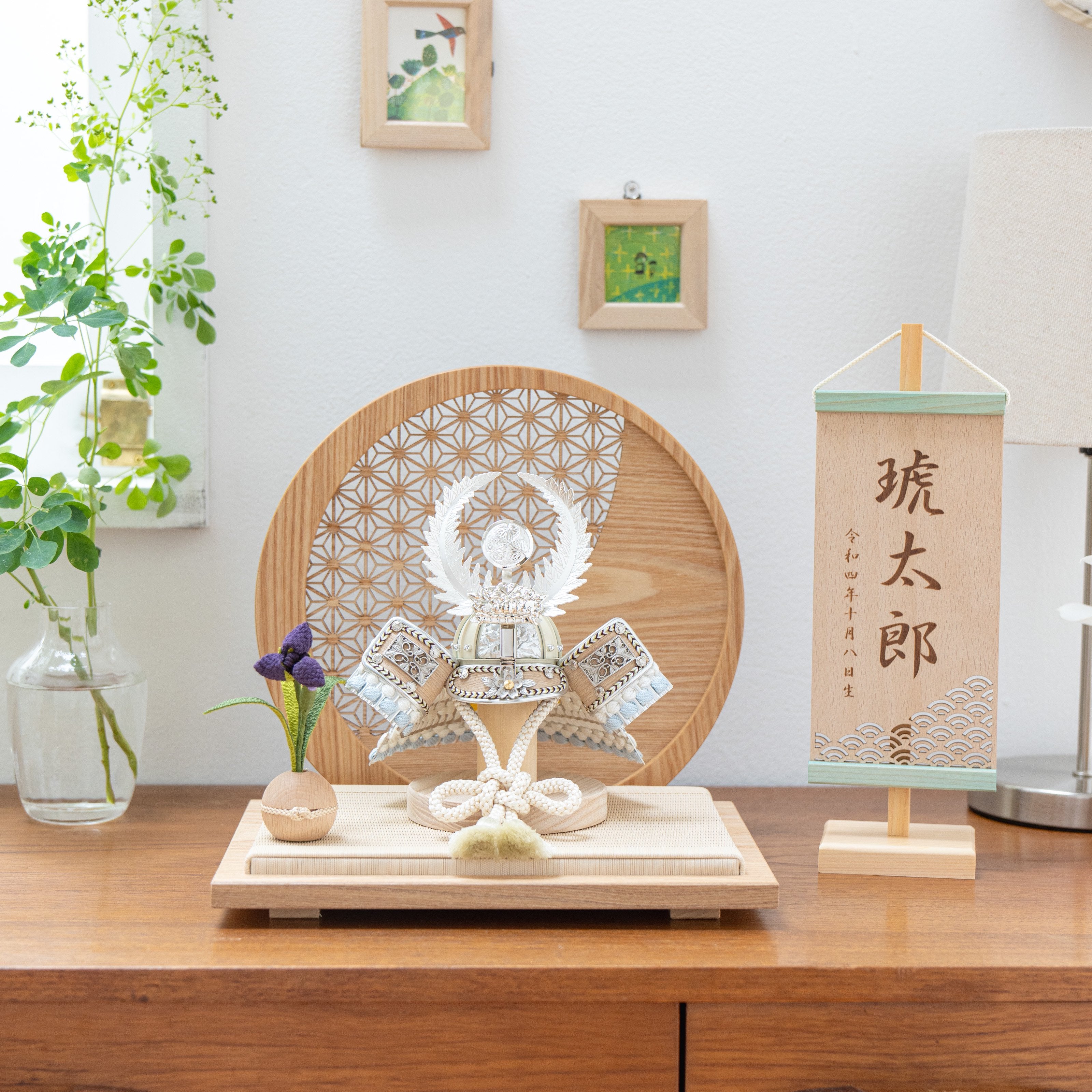 ことのオリジナル兜　徳川家康　麻の葉　円形N衝立