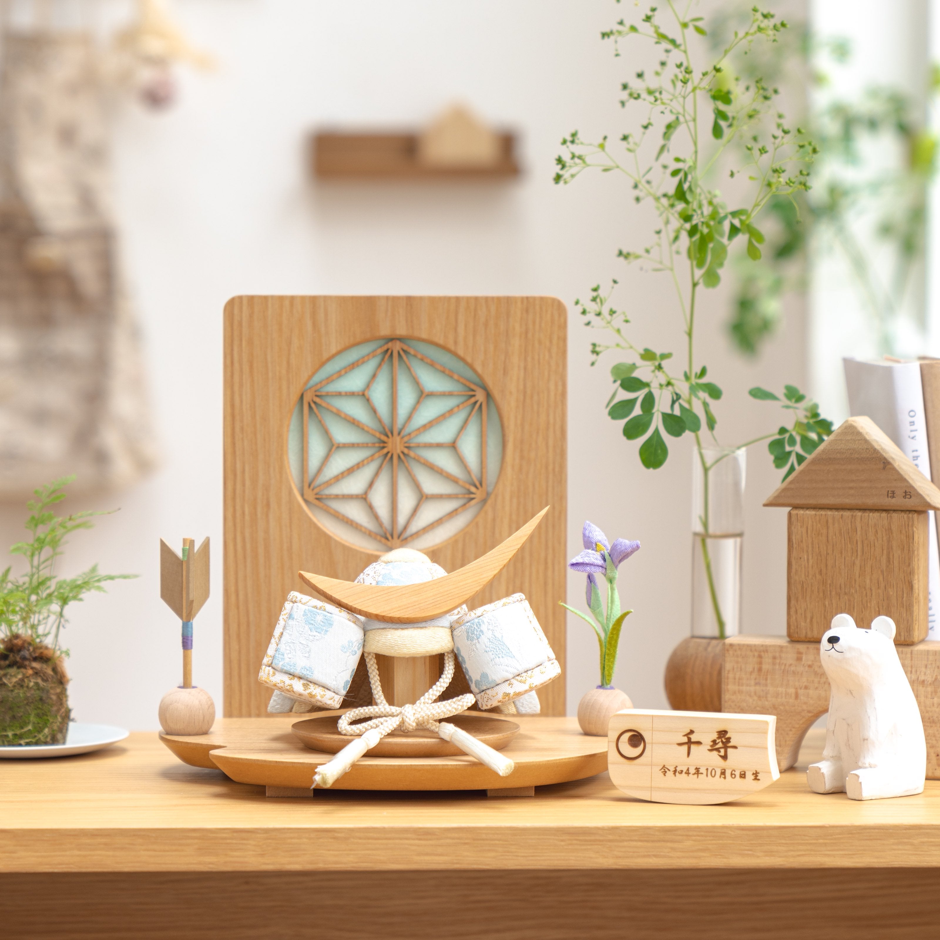 ことの木目込かぶと　そら　伊達政宗　木目衝立　麻の葉