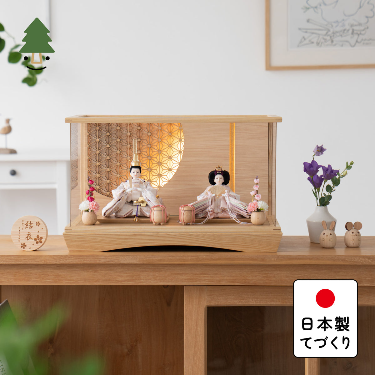 ことのひな人形　はな　灯円ケース　円麻の葉　NN