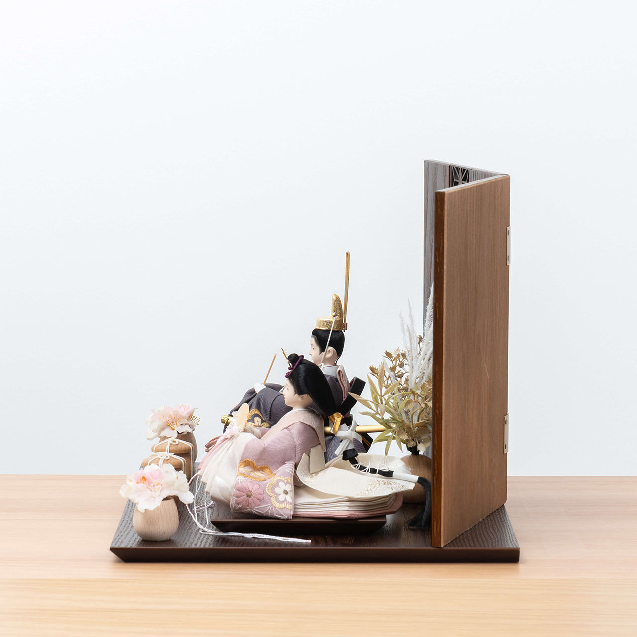 ことのひな人形　ひかり　麻の葉B平台　銀　立花B付