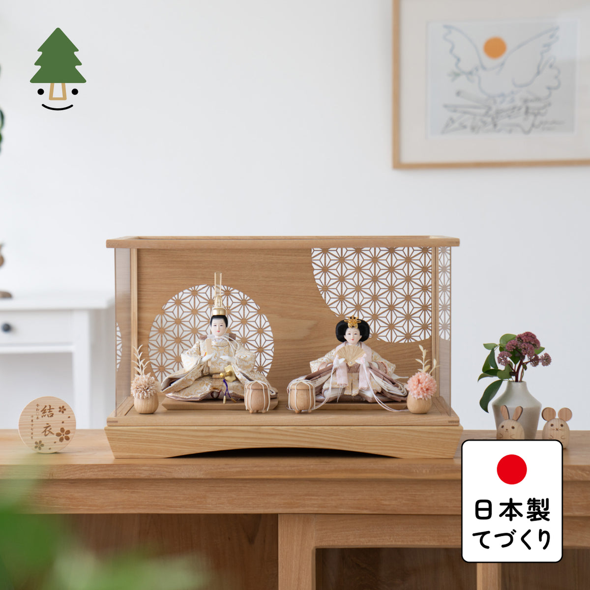 ことのひな人形　つき　円ケース　麻の葉