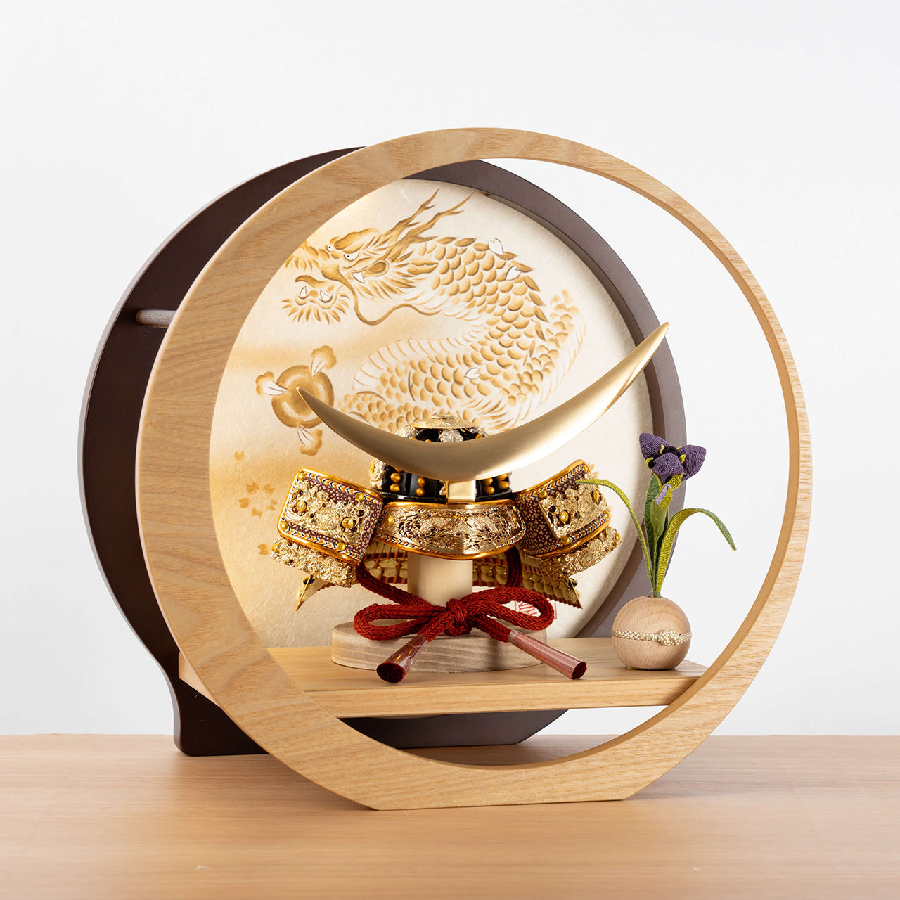 KOTO×悠雅コラボ兜　伊達政宗　灯月型飾台　手描龍