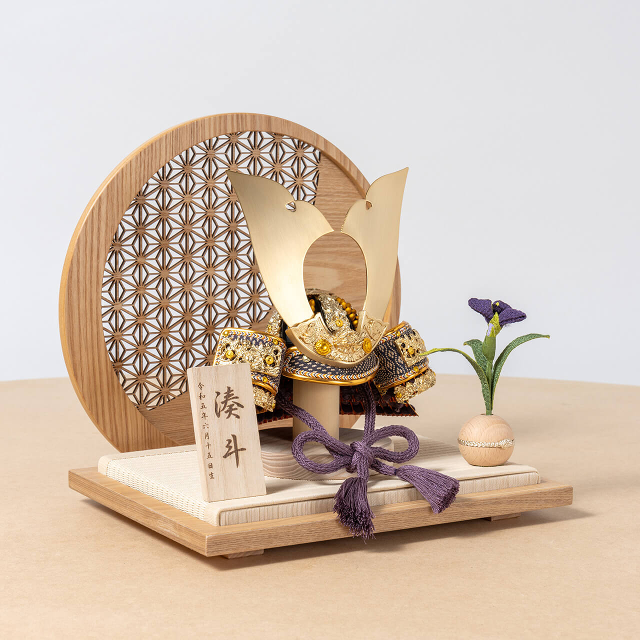 KOTO×悠雅コラボ兜　金大鍬　麻の葉　円形N衝立