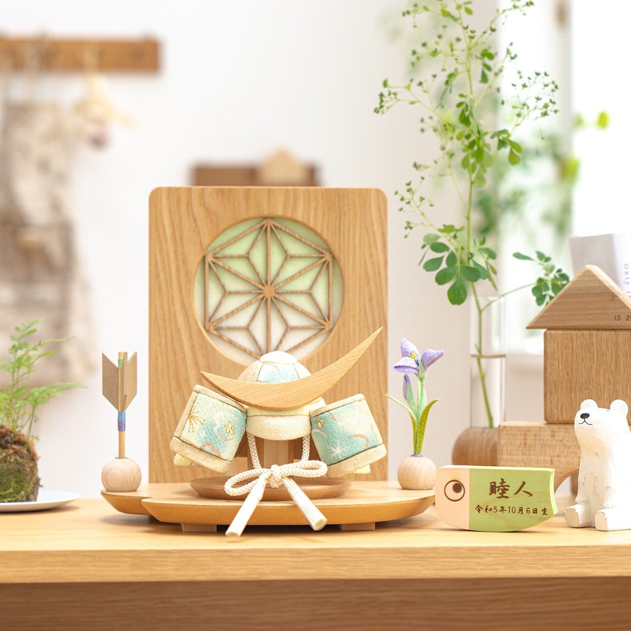 ことの木目込かぶと　だいち　伊達政宗　木目衝立　麻の葉