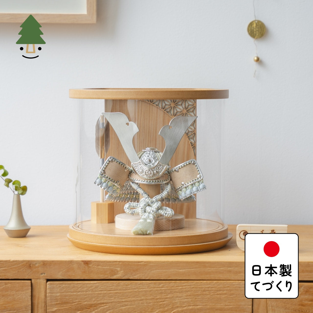 ことのオリジナル兜　そら　円柱ケース　ナチュラル