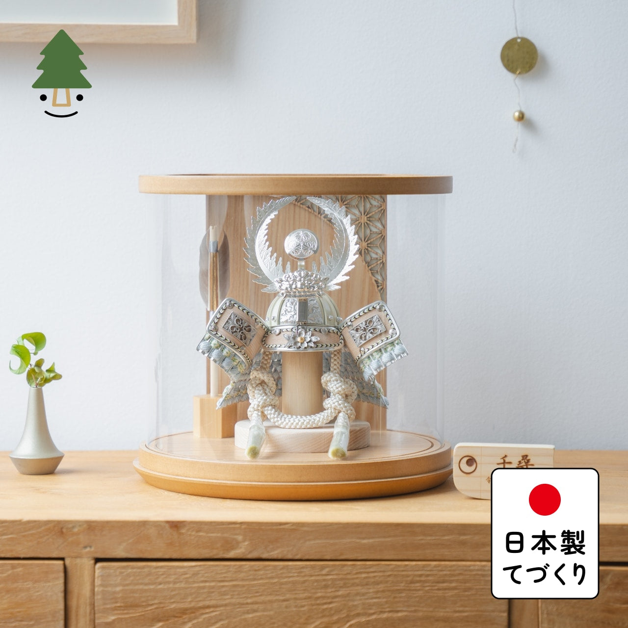 ことのオリジナル兜　徳川　円柱ケース　ナチュラル