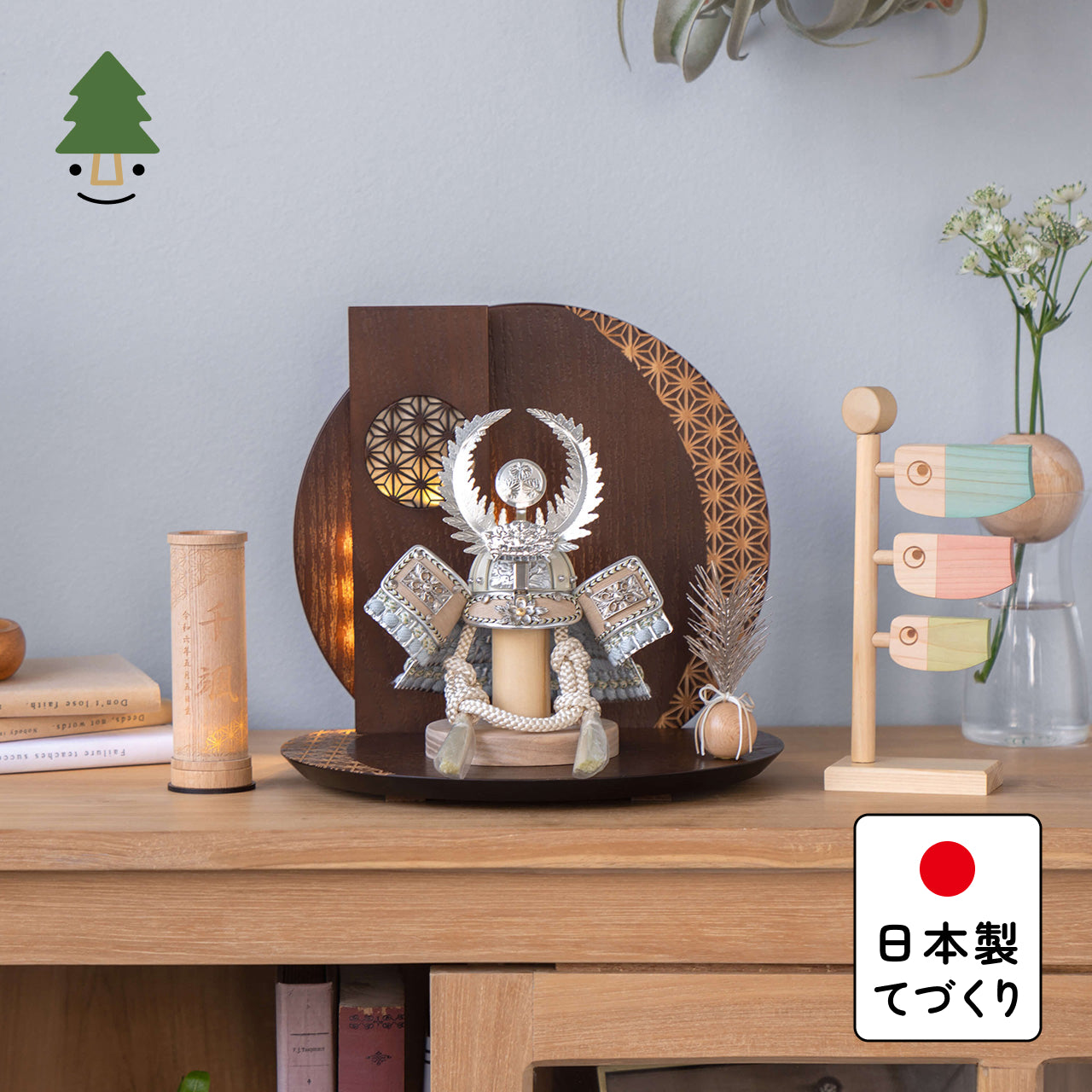 ことのオリジナル兜　徳川家康　灯円麻の葉衝立B