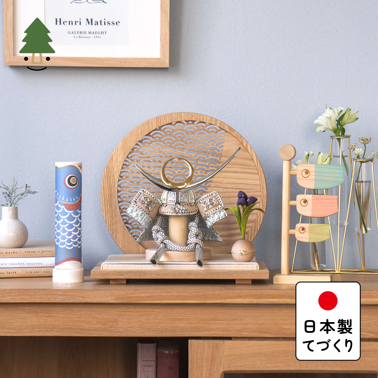 ことのオリジナル兜　上杉謙信　青海波　円形N衝立