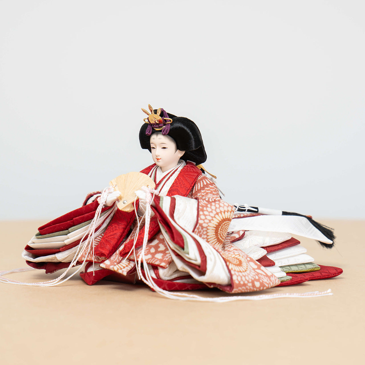 ことのひな人形　ろまん　麻の葉B平台　銀　駿河行燈付