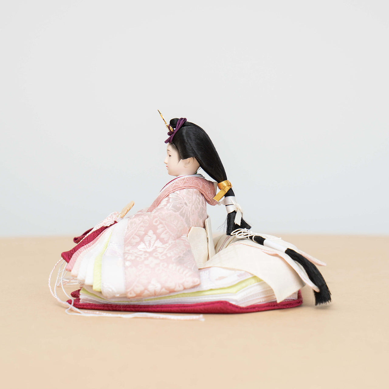 ことのひな人形　ゆい　麻の葉　N平台　ピンク和紙　駿河行燈付
